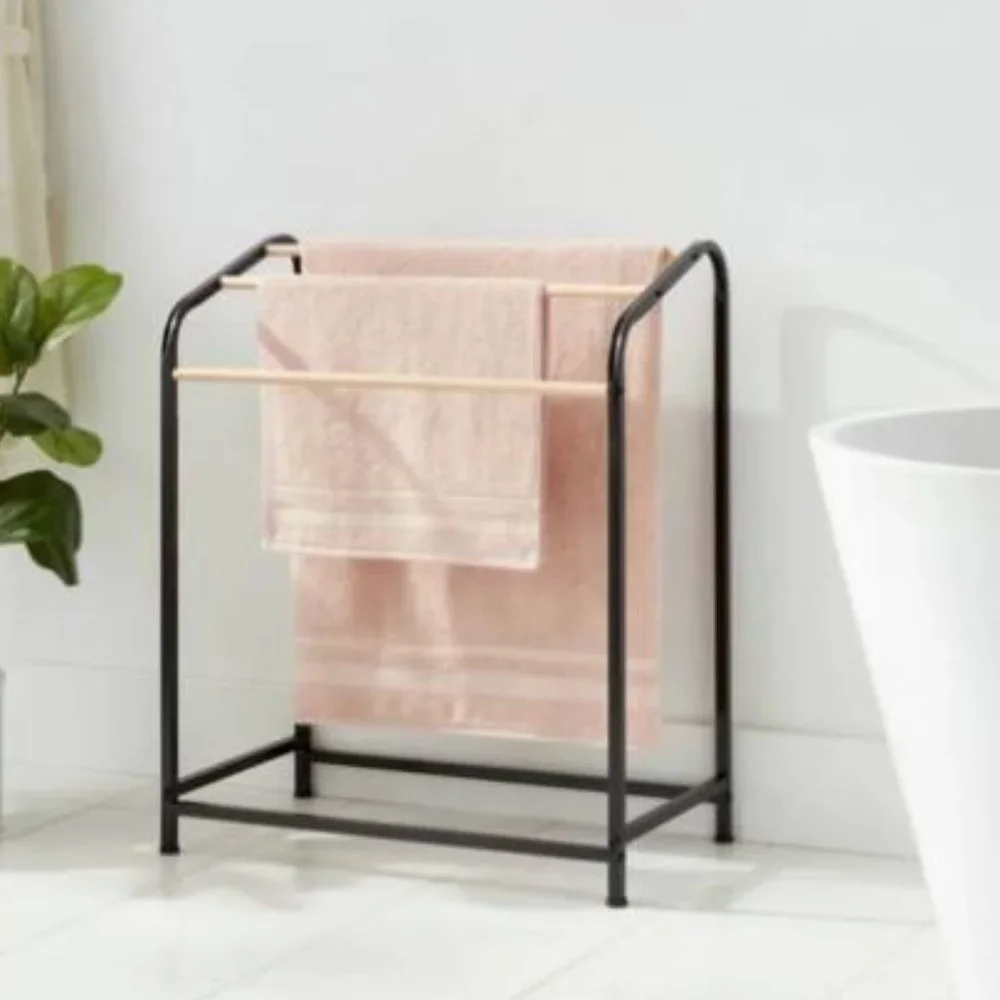 Floor Towel Rack Black Metal